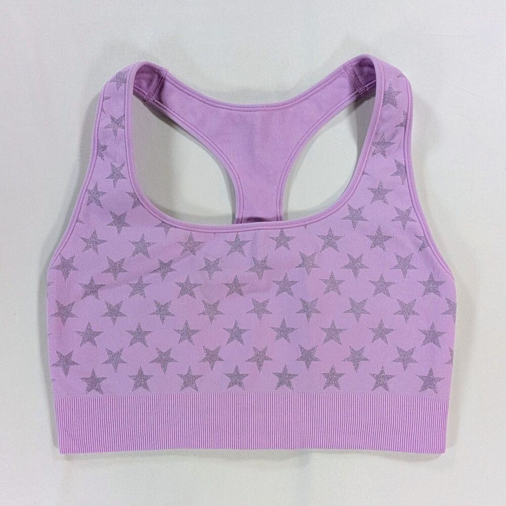 Pink Active By Victoria Secret Athletic Sports Bra Bralette Pink Silver Stars M